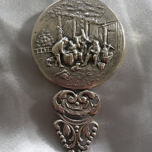 VINTAGE Hans Jensen Denmark Silver Purse Mirror - Rare & Unique! - Picture 2 of 7